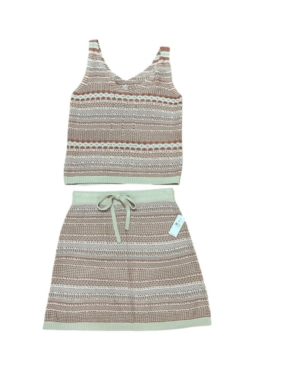 NWT Lou & Grey Striped Knit A-Line Skirt & Tank Set — Dusty Rose & Cream S